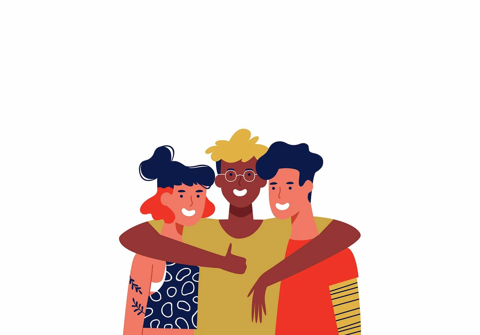 A group of diverse friends hugging each other. Individual therapy in Washington, DC can help with OCD, compulsions & more. Contact us today for OCD support.