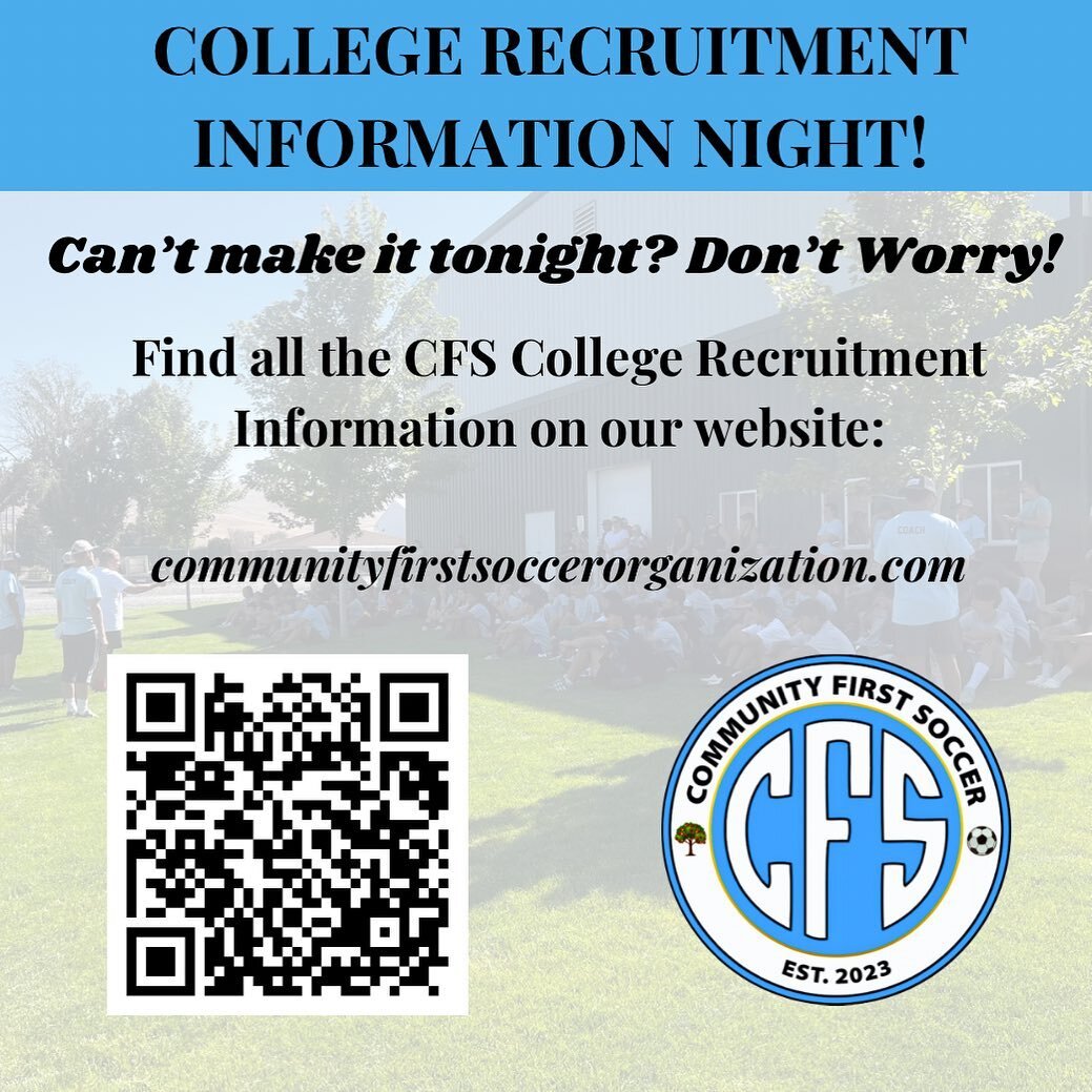 Couldn&rsquo;t make it out to our college recruitment info night? Don&rsquo;t worry! 

Find all of our college recruitment information on our website! 

communityfirstsoccerorganization.com 

#CommunityFirst
#communityfirstsoccer #pathtocollegesoccer