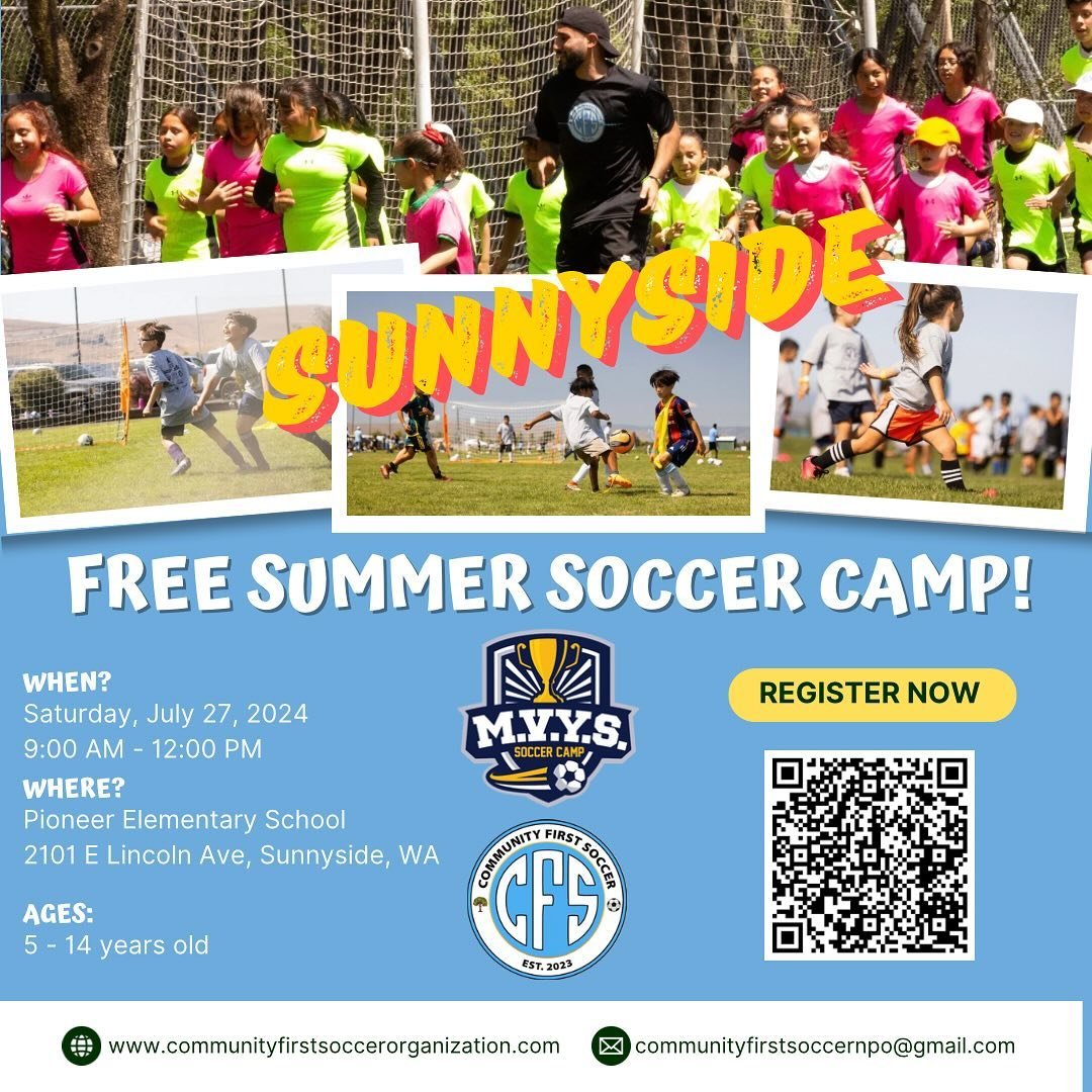 We&rsquo;re excited to partner with @midvalleyyouthsoccer to host our very first FREE kids soccer camp in Sunnyside, WA! Follow the link in our post to register today! 

#soccerforall
#futbolparatodos