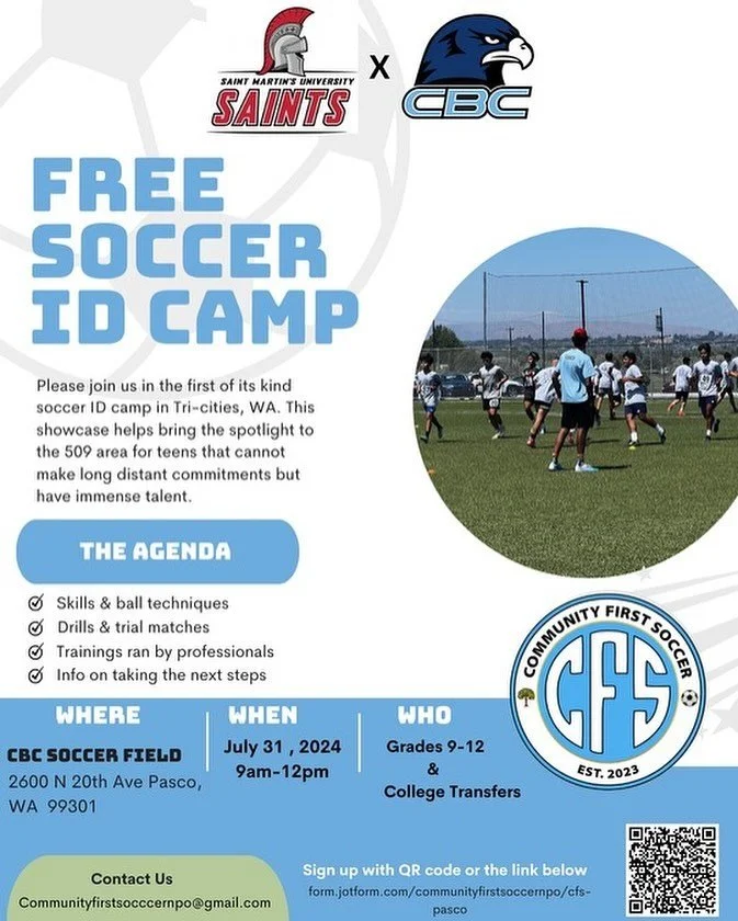 We are thrilled to announce a FREE college ID camp in Pasco, WA! Open to high school boys, girls, and college transfers! We are 3 weeks away so be sure to sign up in our bio, spot are filling fast! More colleges will be announced as we approach camp 