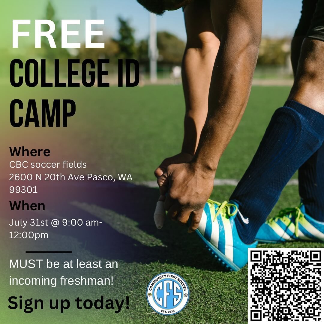 2 WEEKS AWAY‼️ Be sure to sign up for our FREE college ID camp in Pasco! Don&rsquo;t miss out on showcasing your talent for NCAA and NWAC programs, click the link in our bio to sign up! 🏃🏽&zwj;♂️💨