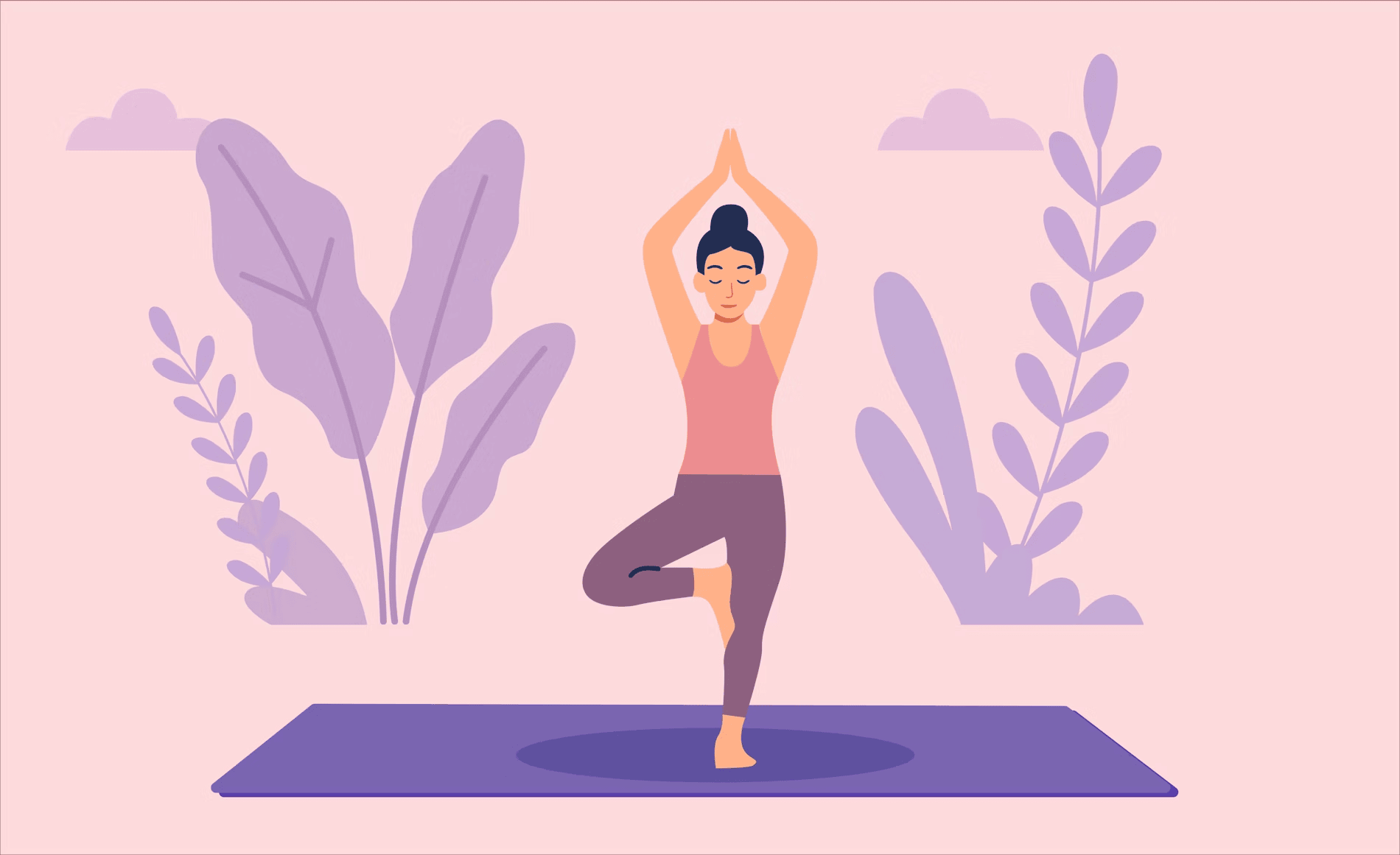 cartoon woman practicing yoga to reset her nervous system