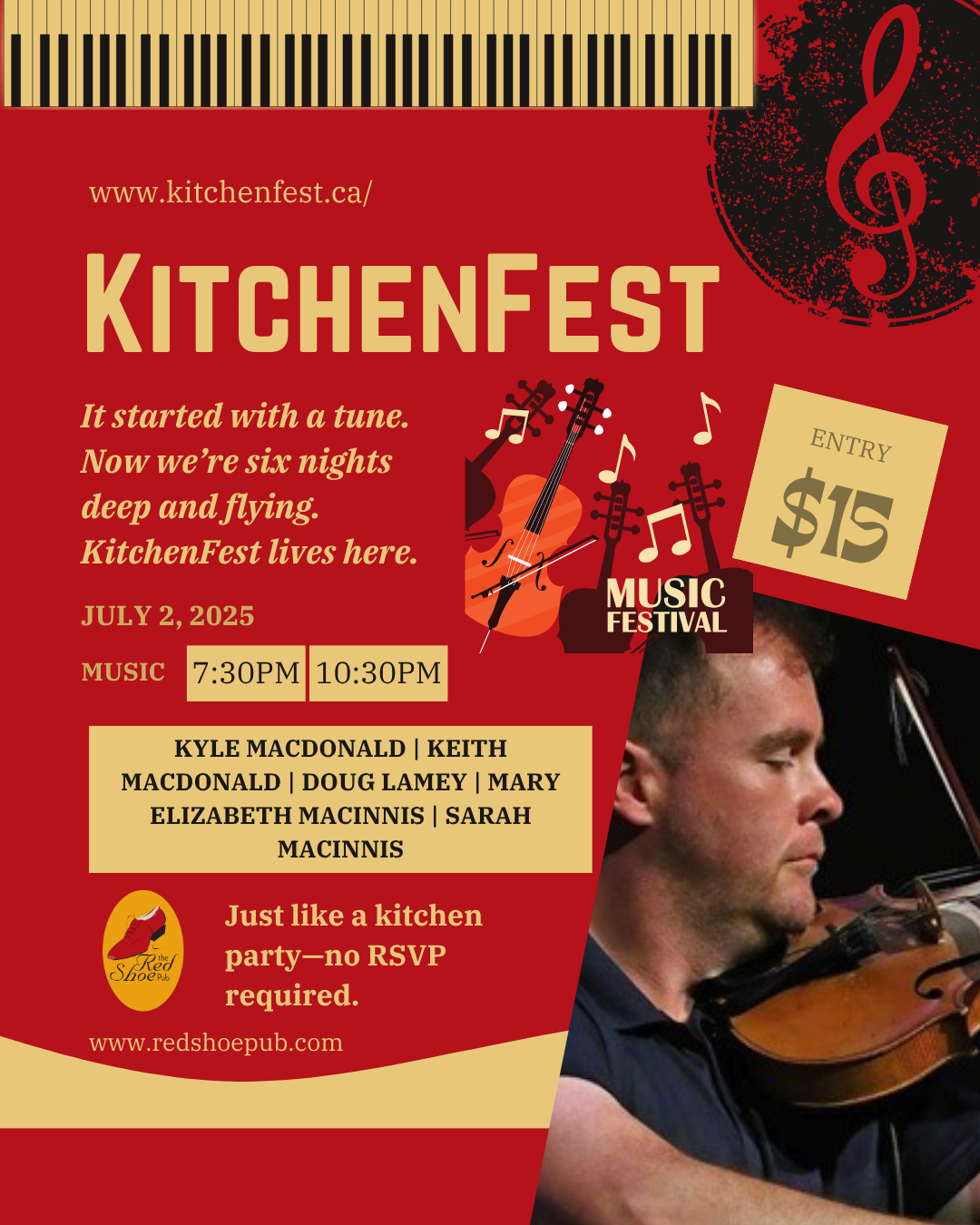 KitchenFest Pub Night | $15 Cover | Kyle MacDonald | Keith MacDonald | Doug Lamey | Mary Elizabeth MacInnis | Sarah MacInnis