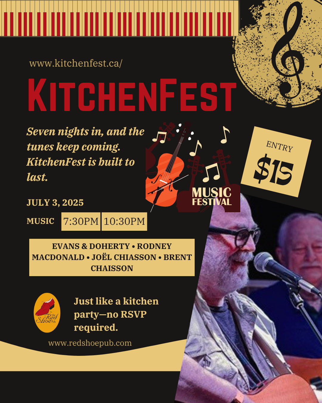 KitchenFest at The Red Shoe Pub | Evans & Doherty | Rodney MacDonald | Joël Chiasson | Brent Chaisson | $15 Cover