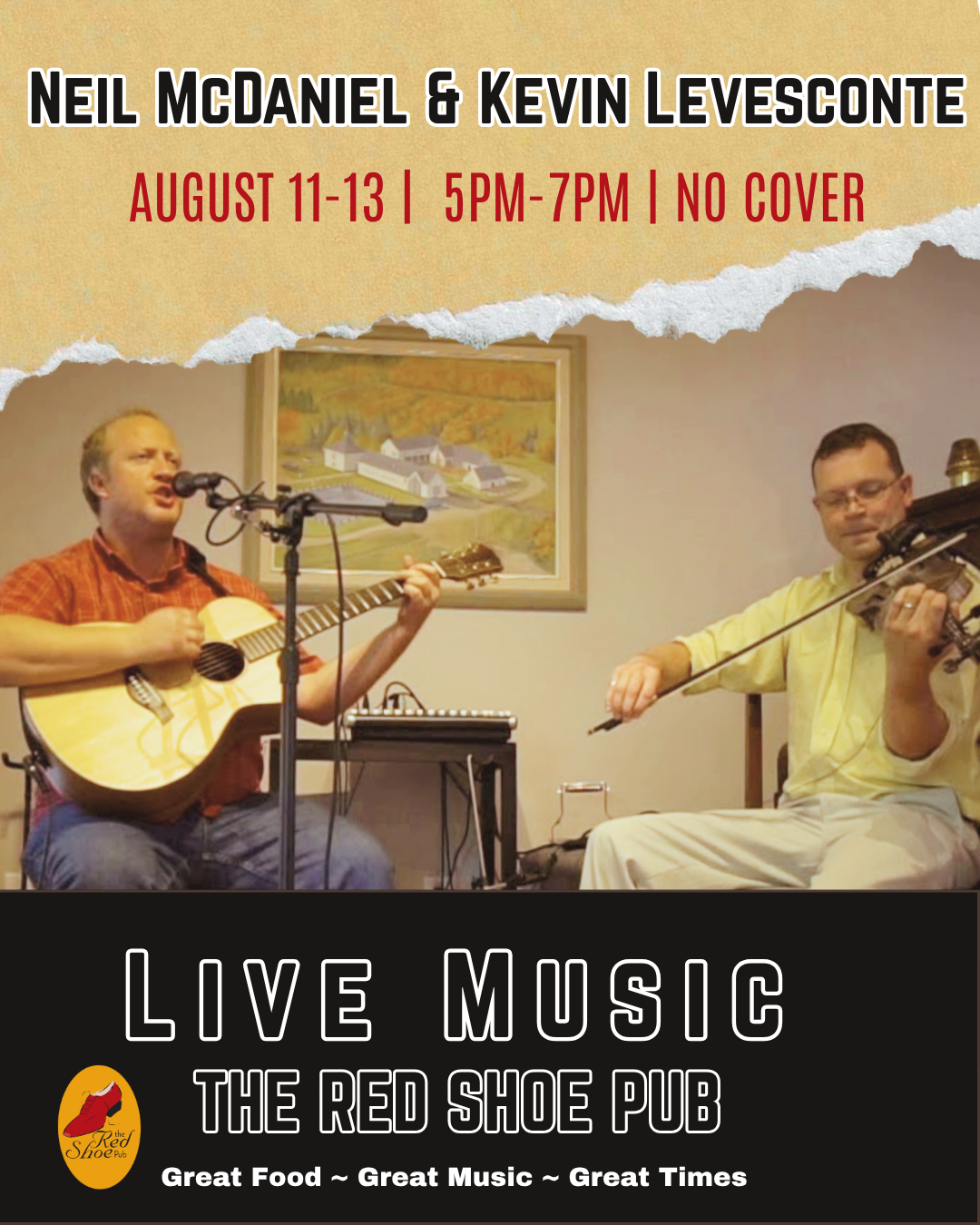 Suppertime Tunes with Neil MacDaniel & Kevin Levesconte | No Cover | 5PM - 7 PM