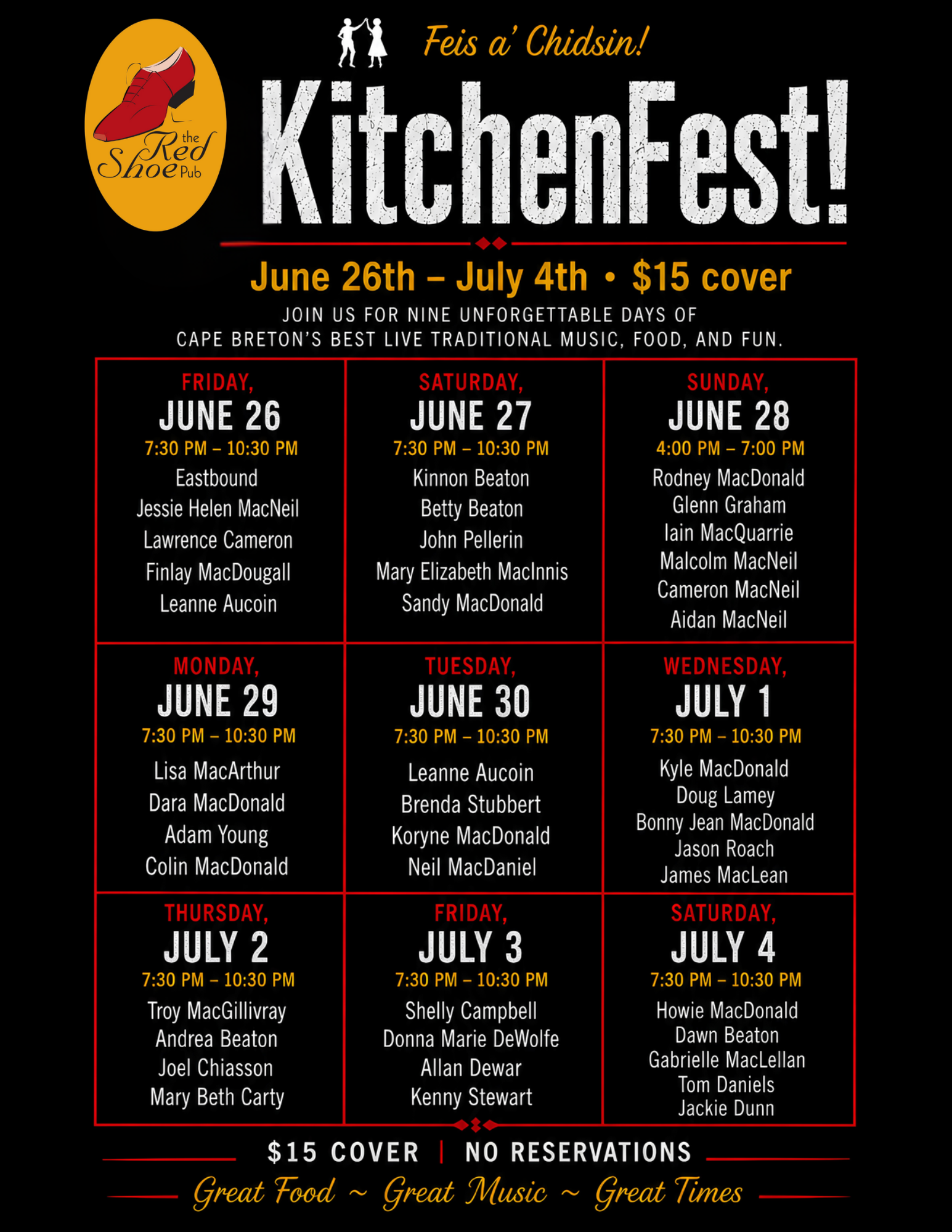 FÈIS A' CHIDSIN! KITCHENFEST! 2026  | June 26 – July 4 | $15