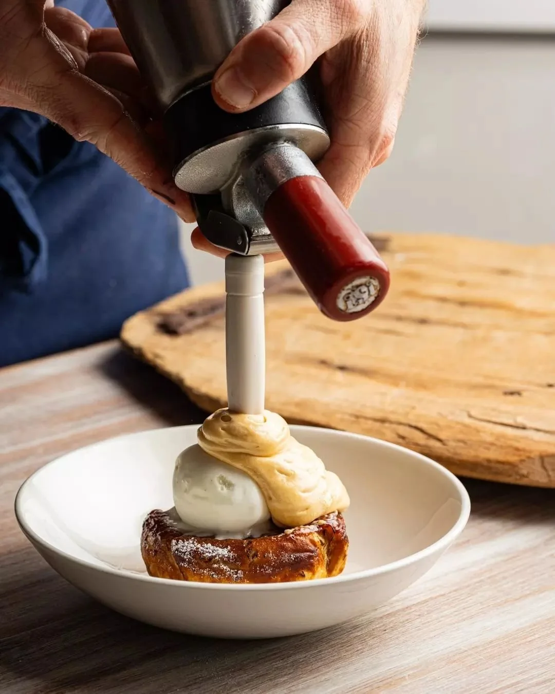 The makings of our&nbsp;Apple Tarte Tatin, new on the lunch and dinner dessert menu. Topped with vanilla ice cream and dulce de leche.