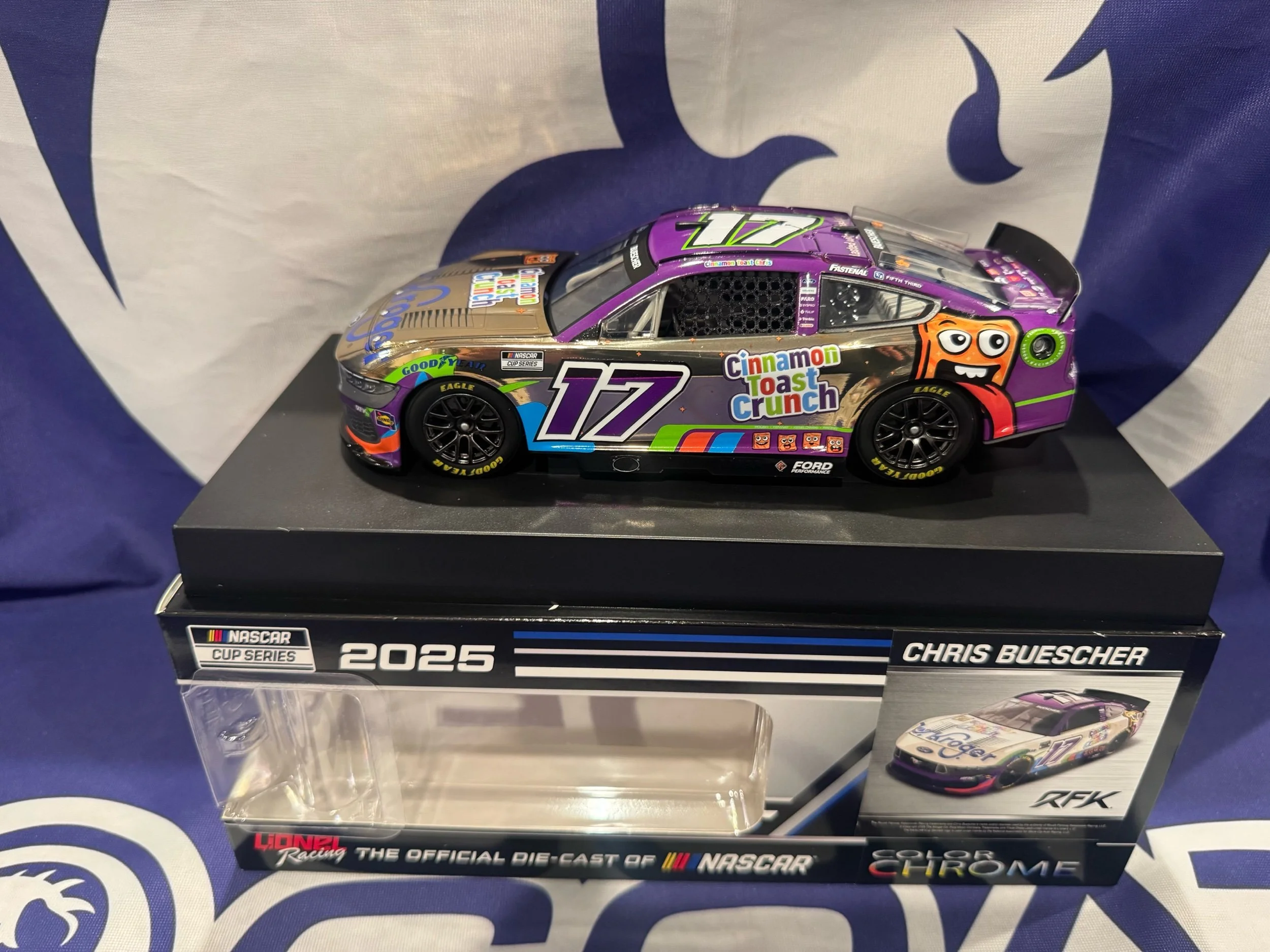 (Caleb  Dibrell Pre Order)  Chris Buescher 2025 Kroger/Cinnamon Toast Crunch 1:24 Color Chrome Nascar Diecast - FOIL NUMBER DIECAST
