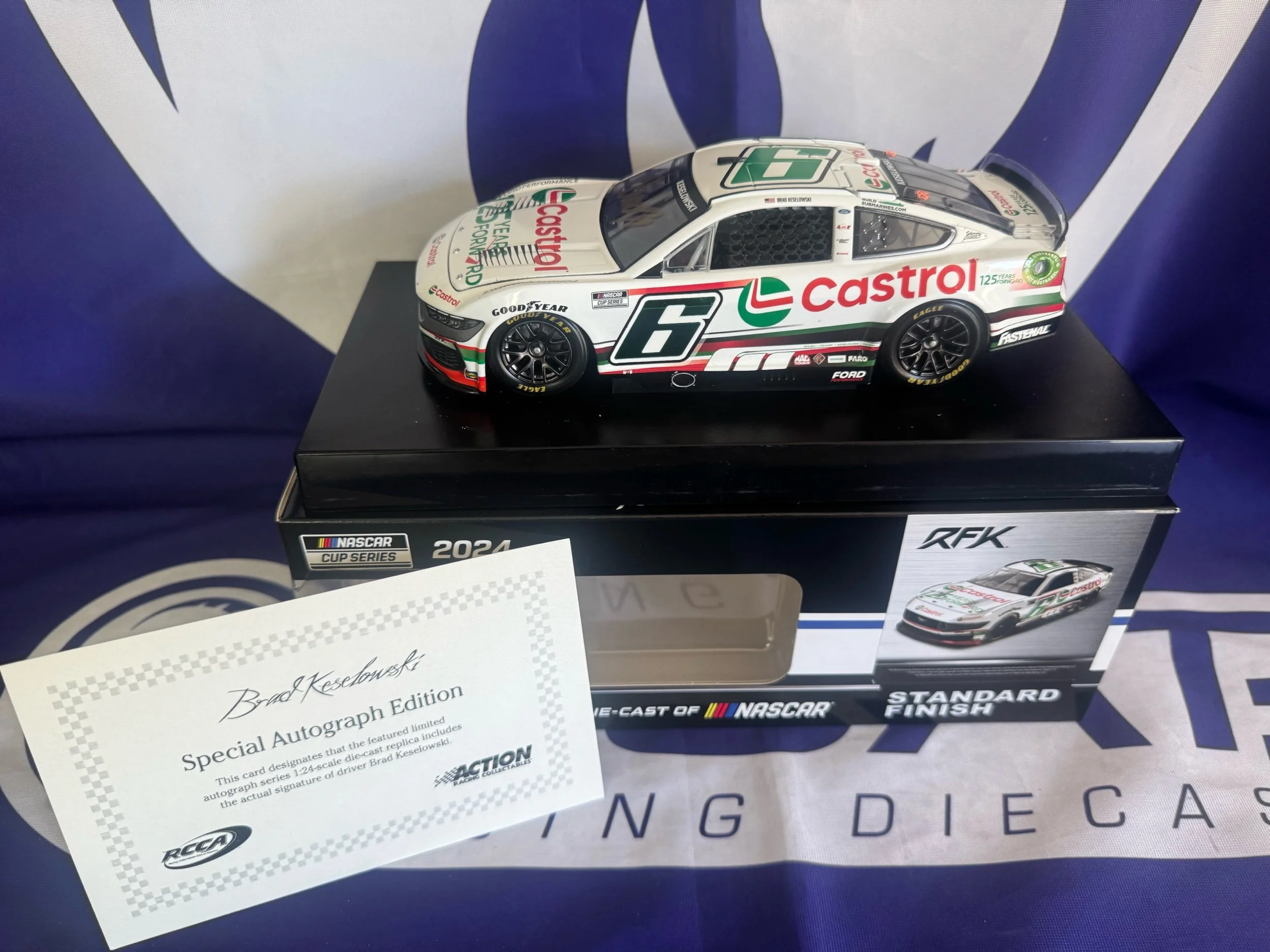 Brad Keselowski Autographed 2024 Castrol 125 Years Forward 1:24 Nascar Diecast - FOIL NUMBER DIECAST