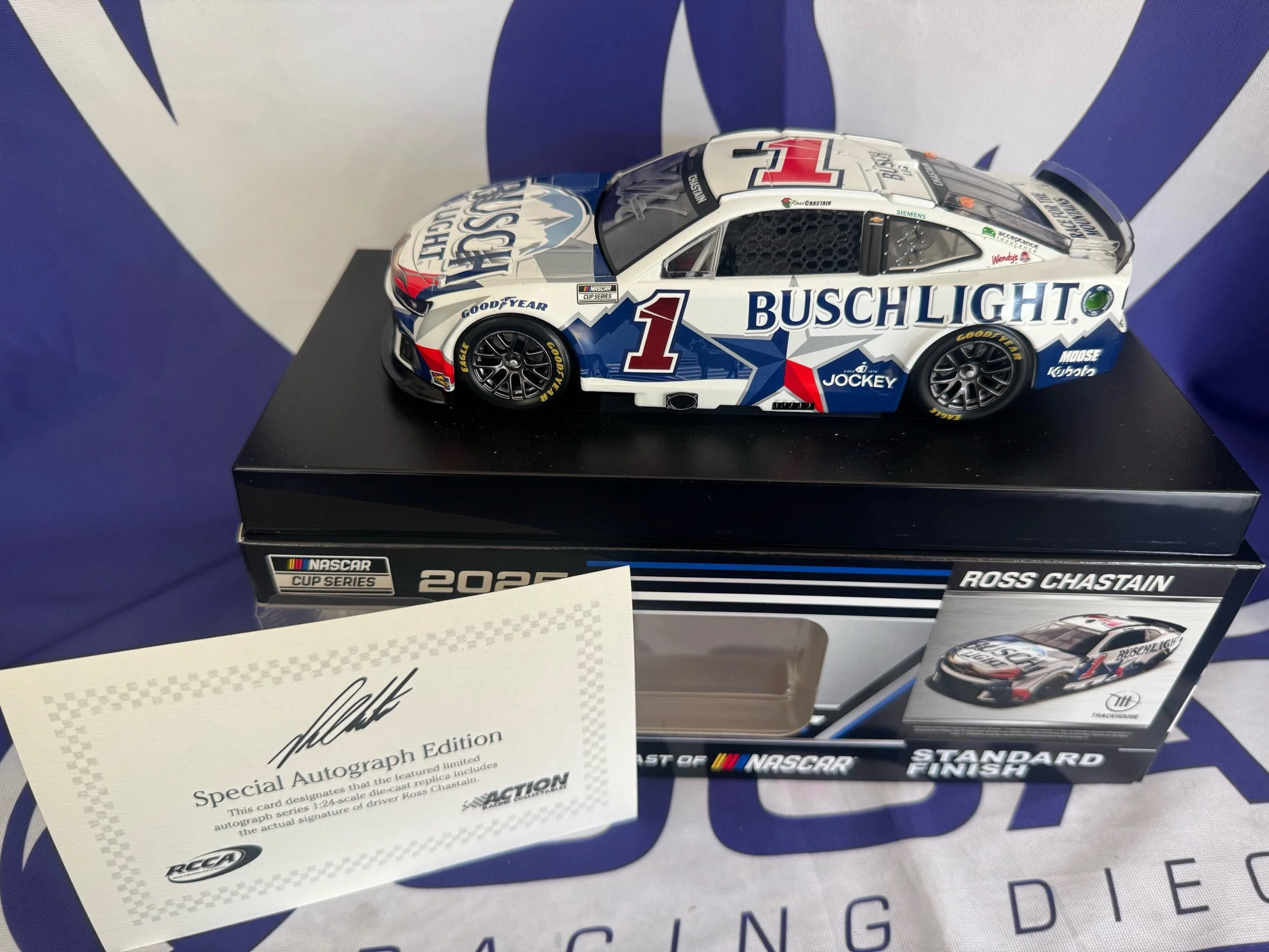 Ross Chastain Autographed 2025 Busch Light for the Love of Texas 1:24 Nascar Diecast - FOIL NUMBER DIECAST