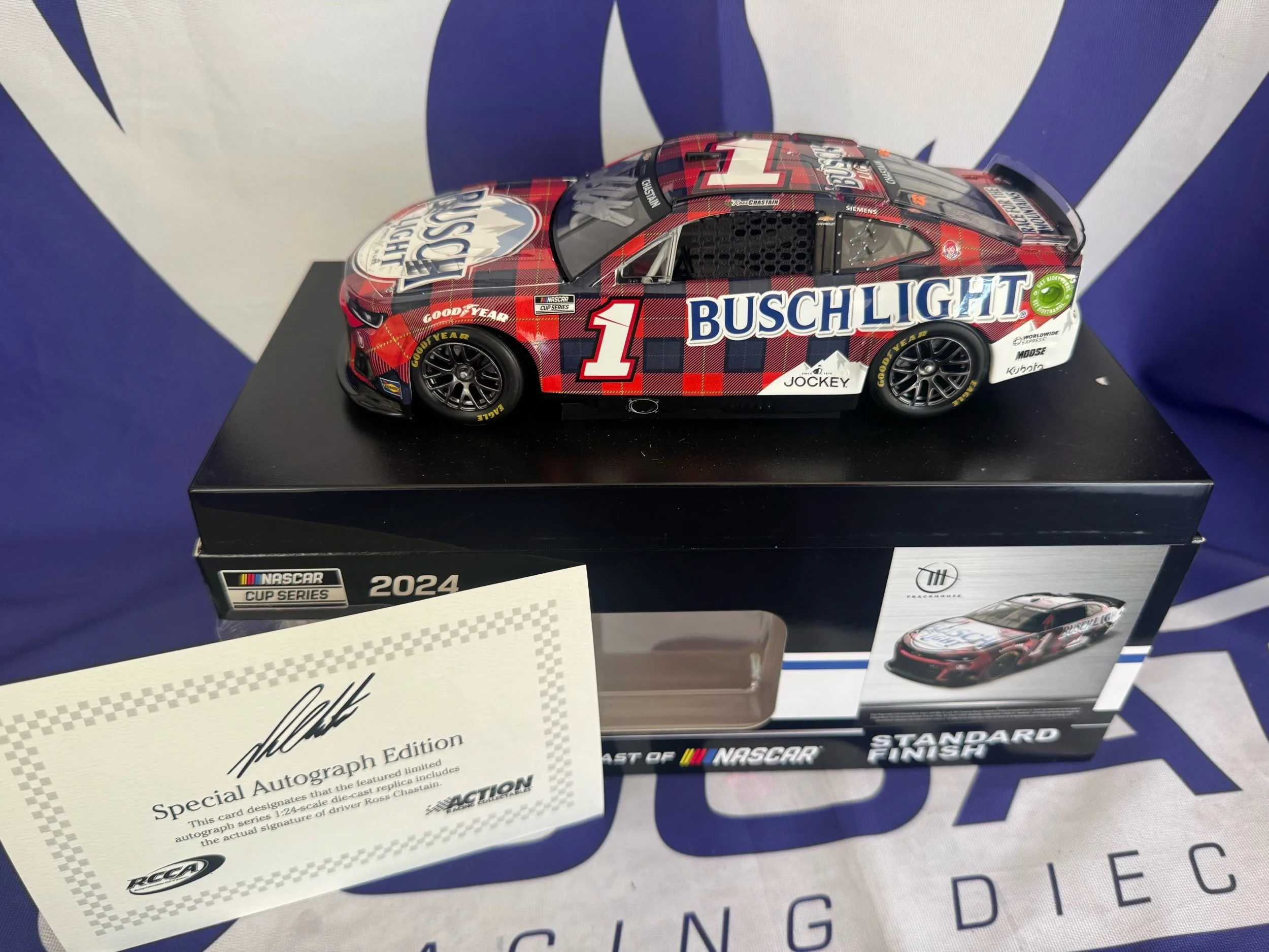 Ross Chastain Autographed 2024 Busch Light Flannel 1:24 Nascar Diecast