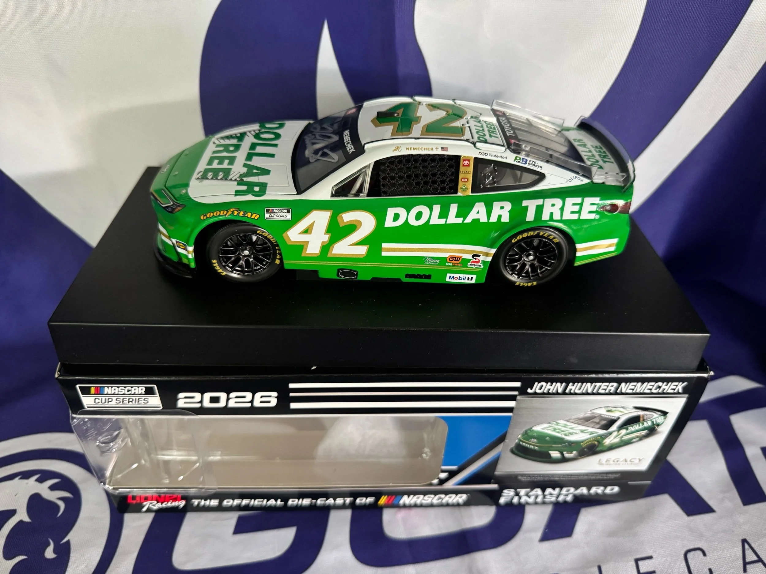 John Hunter Nemechek Autographed 2026 Dollar Tree 1:24 Nascar Diecast