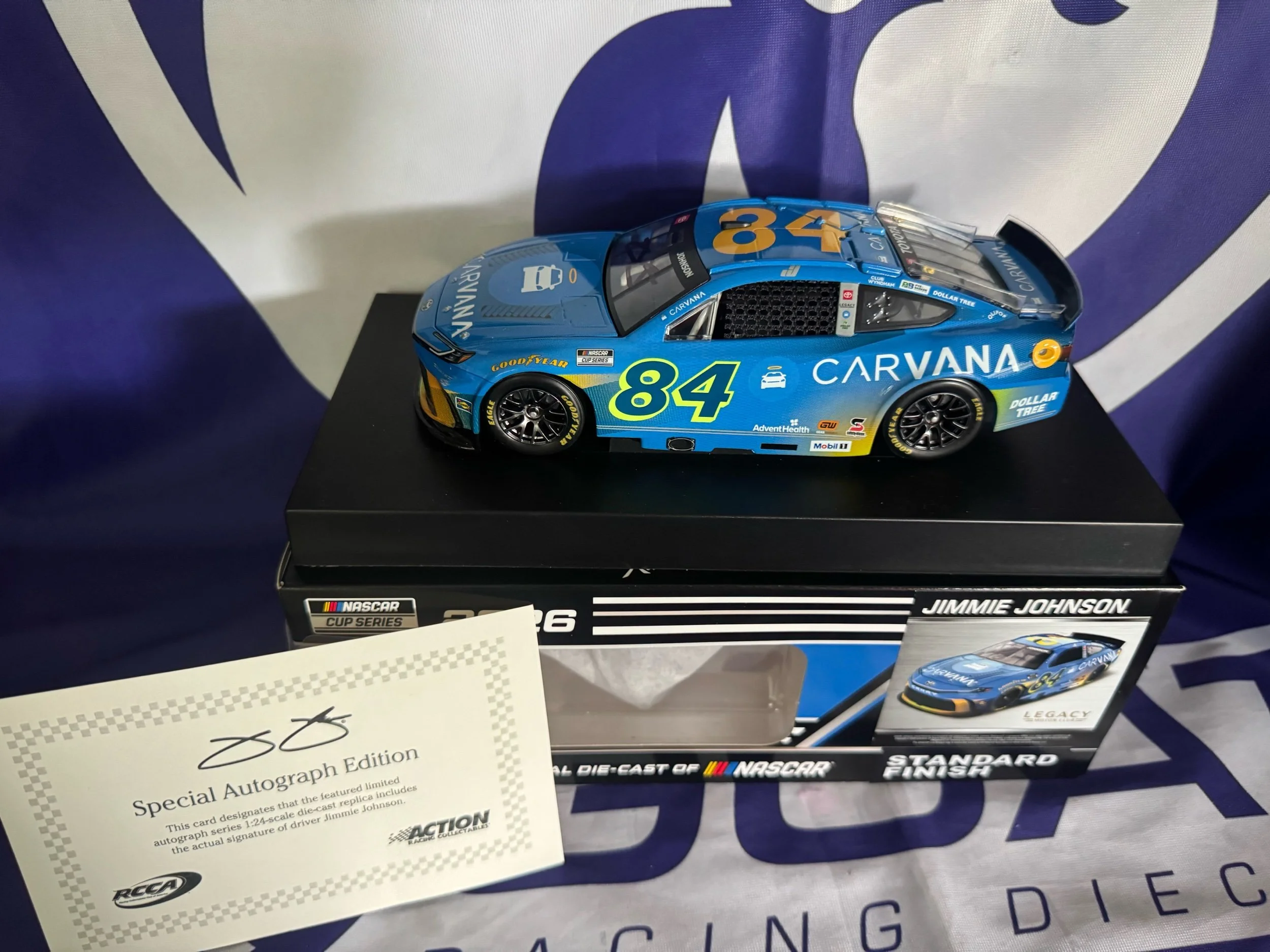 Jimmie Johnson Autographed 2026 Carvana 1:24 Nascar Diecast