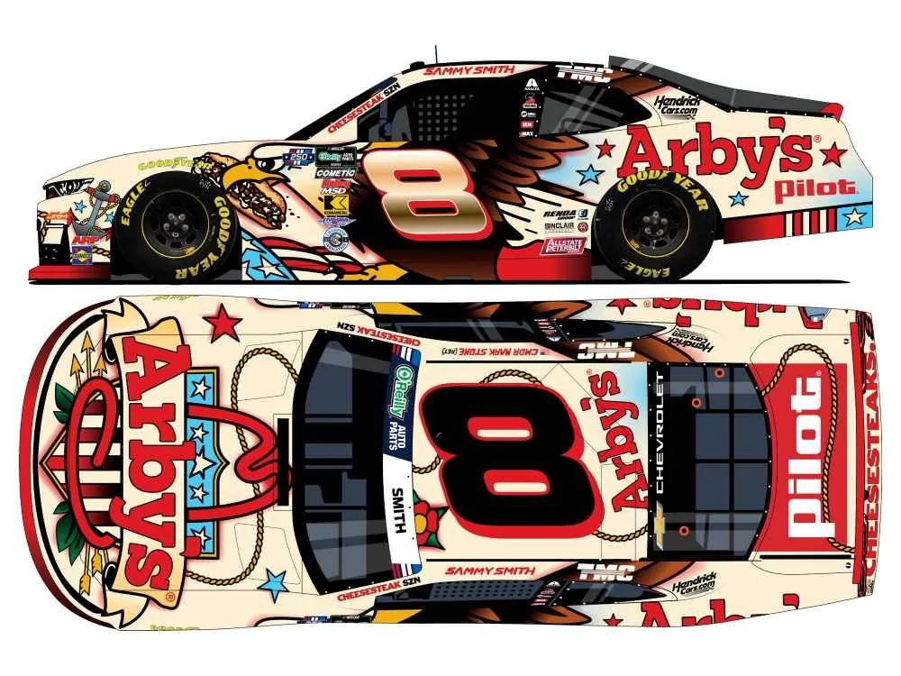 ($86.00) *Preorder* Sammy Smith Autographed 2026 Arby's Patriotic 1:24 Nascar Diecast - FOIL NUMBER CAR - O'Reilly Auto Parts Series