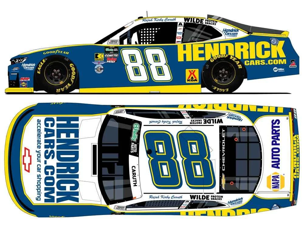 ($70.00) *Preorder* Rajah Caruth 2026 Hendrickcars.com San Diego 1:24 Nascar Diecast - O'Reilly Auto Parts Series