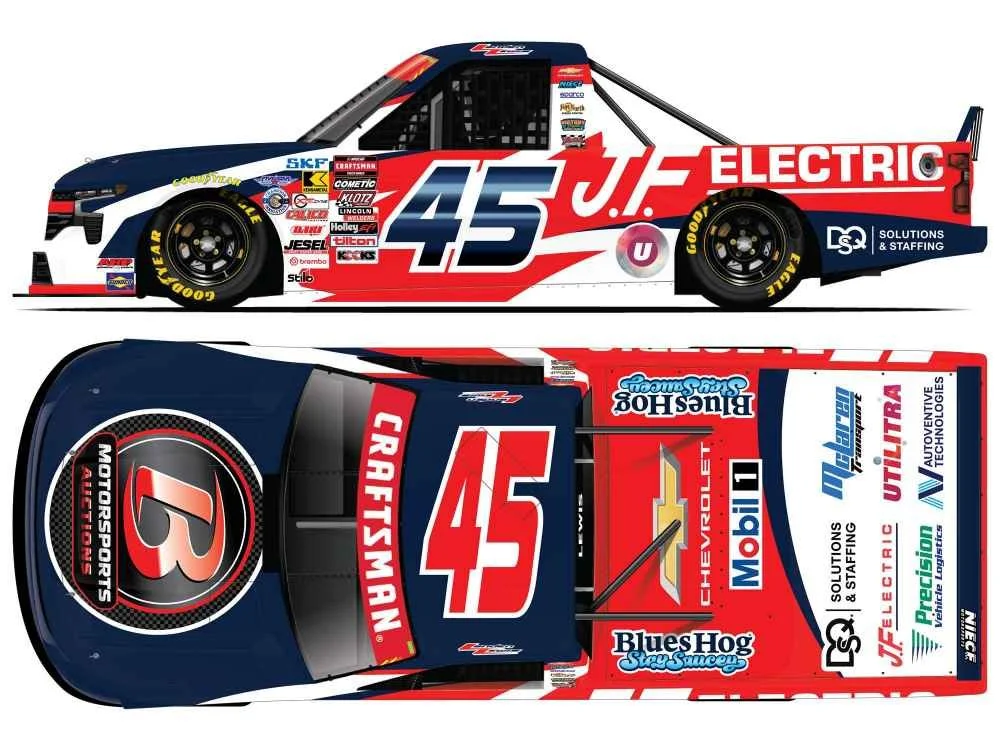 ($83.00) *Preorder* Landen Lewis Autographed 2026 Motorsports Auctions/J.F. Electric 1:24 Nascar Diecast - FOIL NUMBER - Truck Series