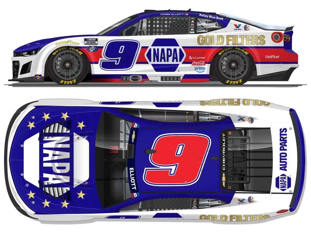 ($89.95) *Preorder* Chase Elliott 2026 Napa Gold Filters Patriotic 1:24 Color Chrome Nascar Diecast