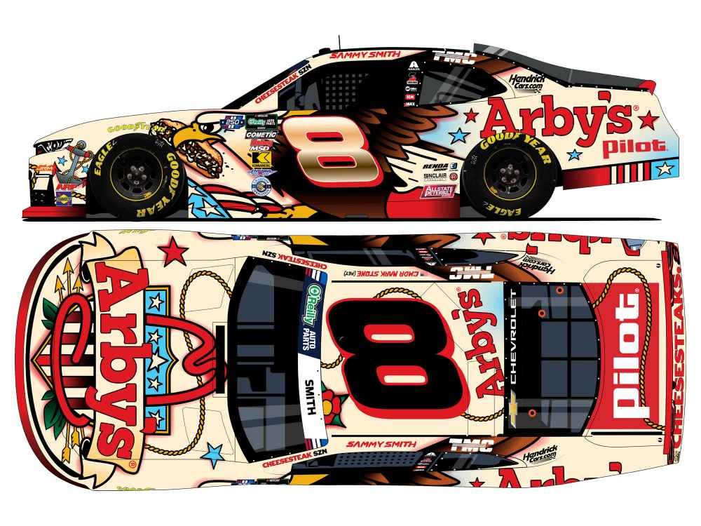 ($76.00) *Preorder* Sammy Smith 2026 Arby's Patriotic 1:24 Nascar Diecast - FOIL NUMBER CAR - O'Reilly Auto Parts Series