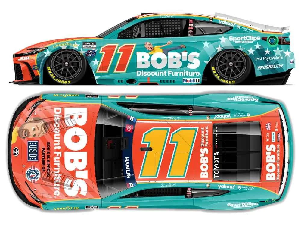 ($84.95) *Preorder* Denny Hamlin 2026 Bob's Discount Furniture Patriotic 1:24 Galaxy Color Nascar Diecast