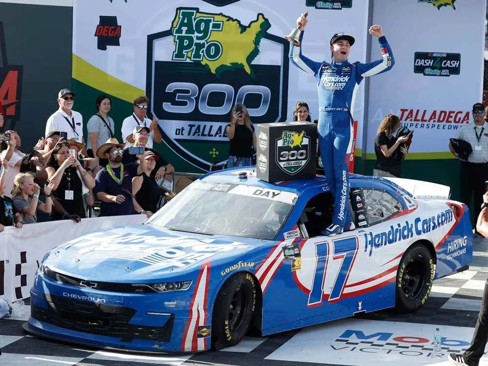 ($90.00) *Preorder* Corey Day 2026 HendrickCars Talladega 1st Race Win 1:24 Color Chrome Nascar Diecast