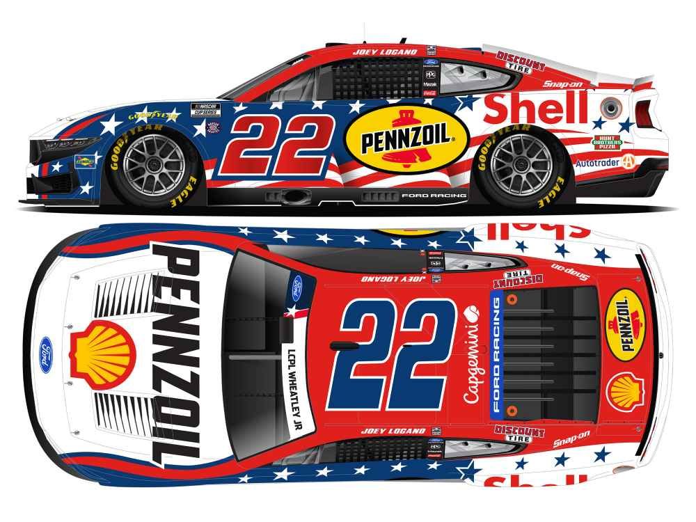 ($91.50) *Preorder* Joey Logano 2026 Shell-Pennzoil Stars and Stripes 1:24 Flash Coat Color Nascar Diecast - FOIL NUMBER DIECAST