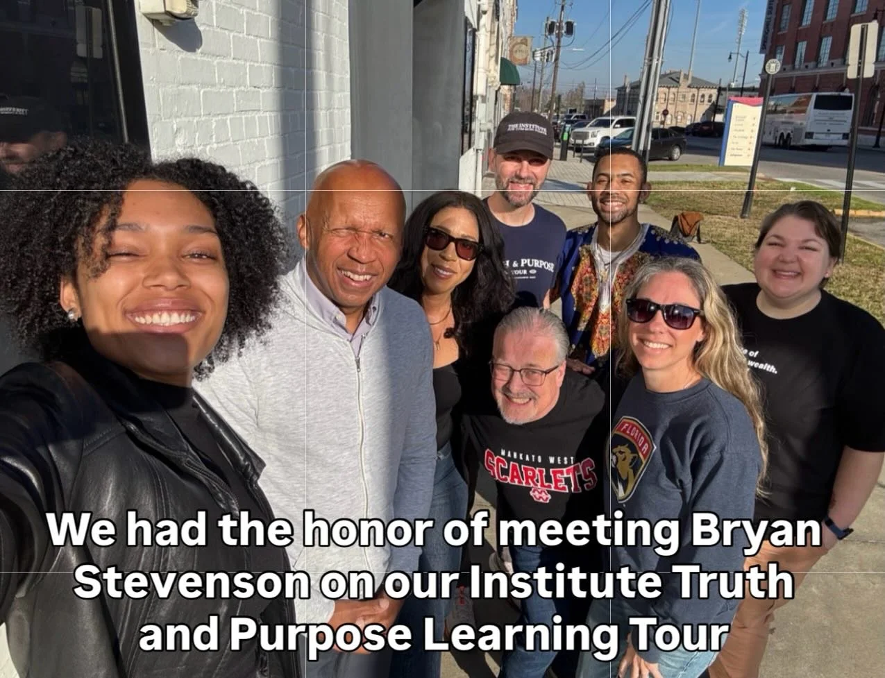 While in Montgomery. Alabama, several of us on our Institute Truth and Purpose Learning Tour for Educators had the honor of meeting Bryan Stevenson. He I the founder of the Equal Justice Initiative. He is doing the work to change the world. @eji_org 
