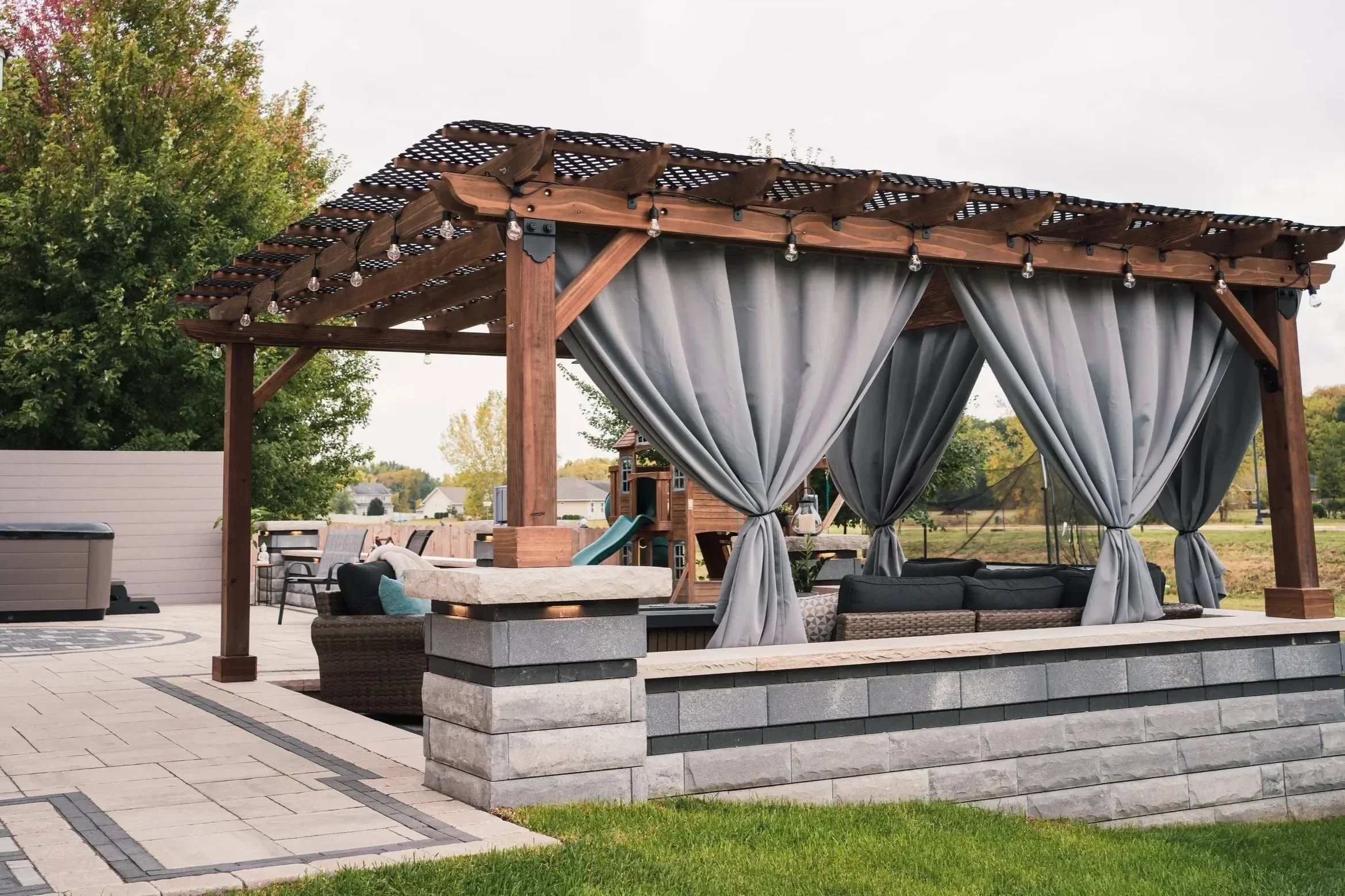 Structural and aesthetic backyard solution using a Retaining Wall in Geneva, IL