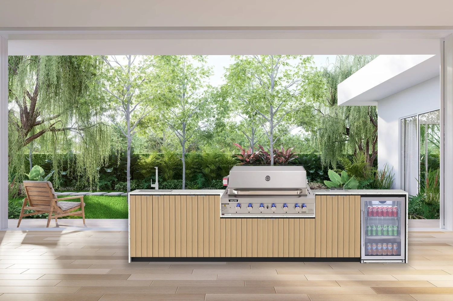 The Roma outdoor kitchen in a lifestyle setting