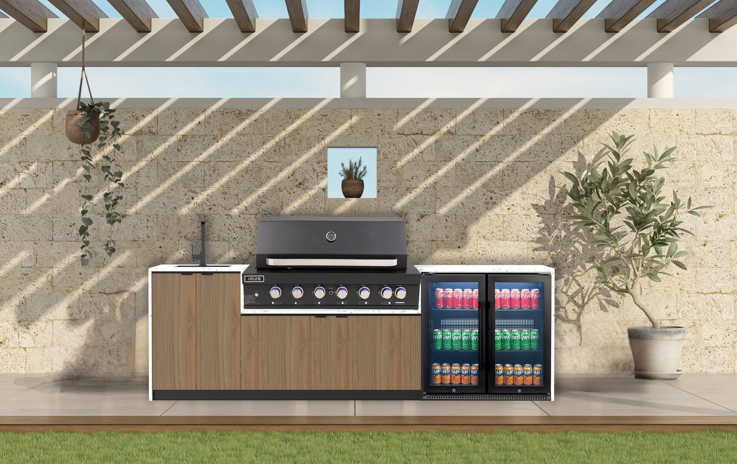 The Monaco outdoor kitchen in a lifestyle setting
