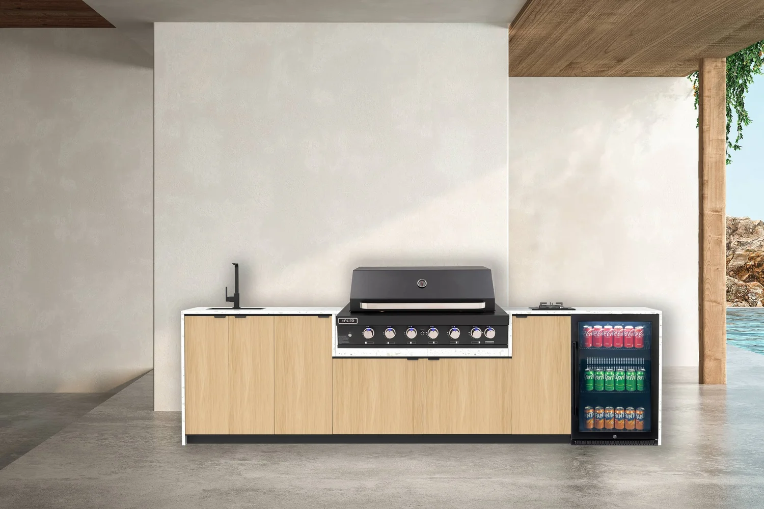 The Madrid outdoor kitchen in a lifestyle setting
