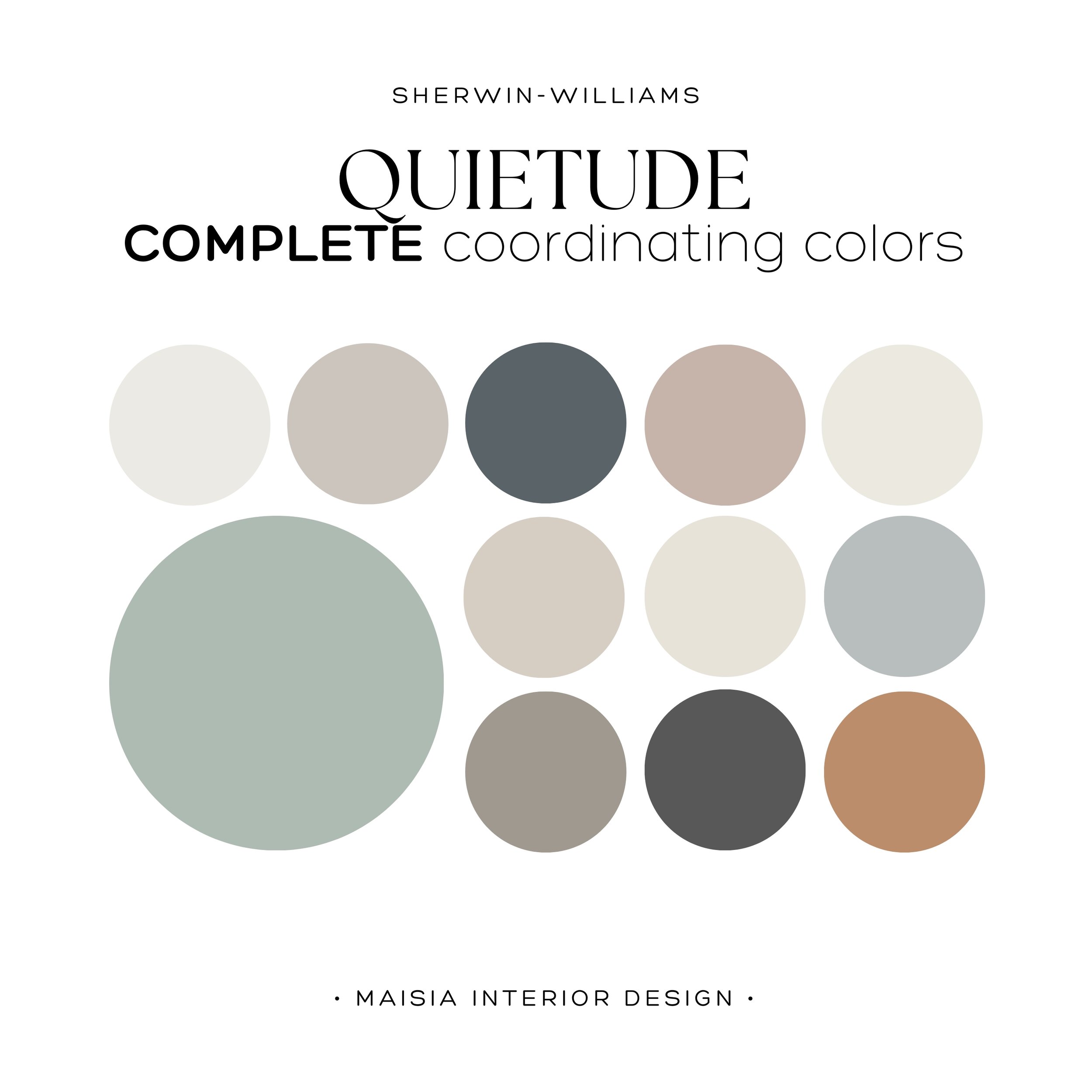 QUIETUDE Sherwin Williams Coordinated Color Palette for Interiors Calm & Serene Home Decor Colors Modern HGTV Color of the Year 2025