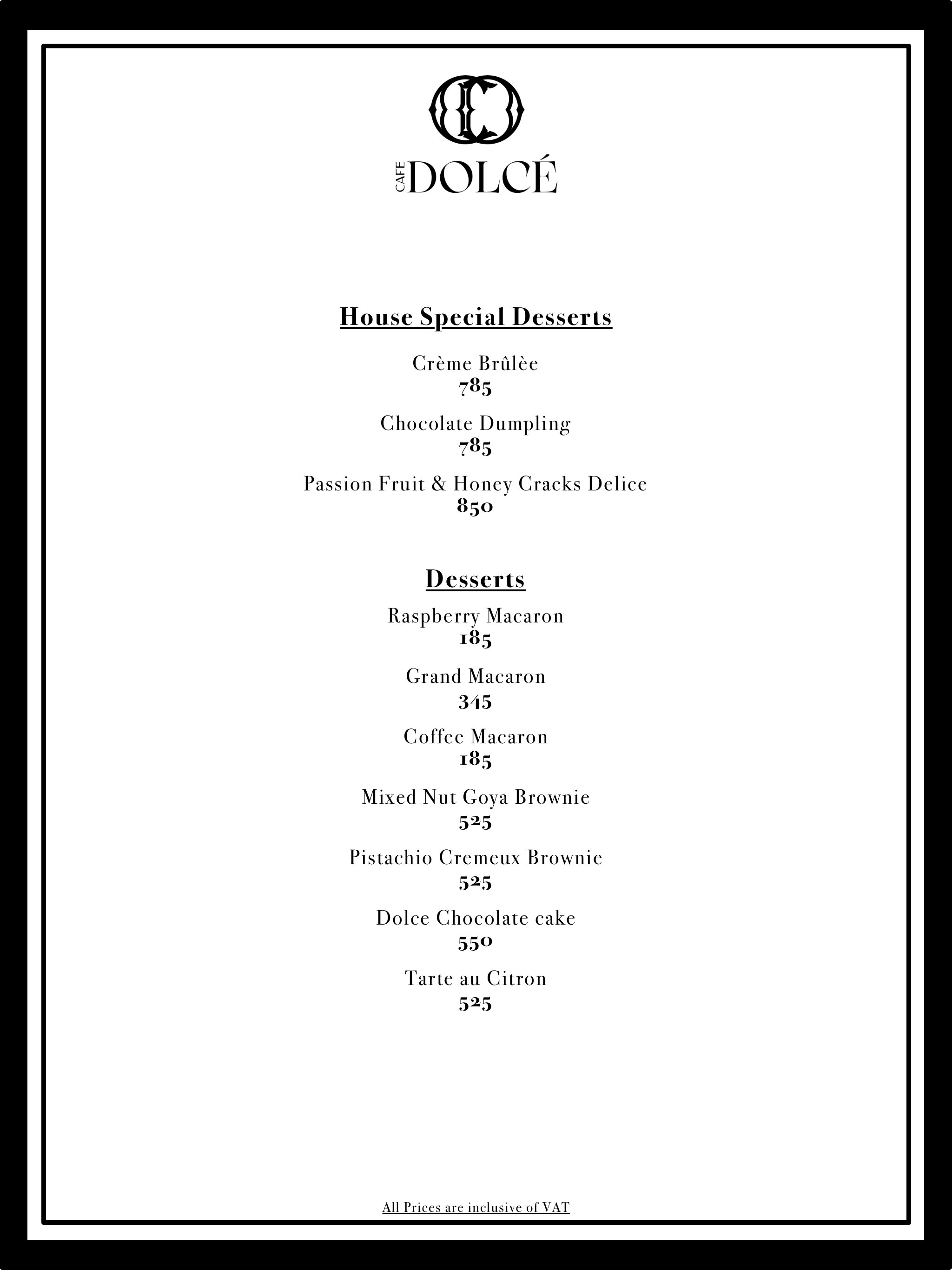 Menu — Cafe Dolce