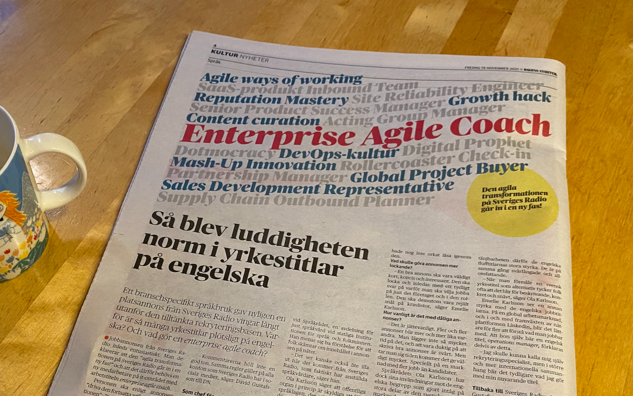 English titles in Swedish organizations