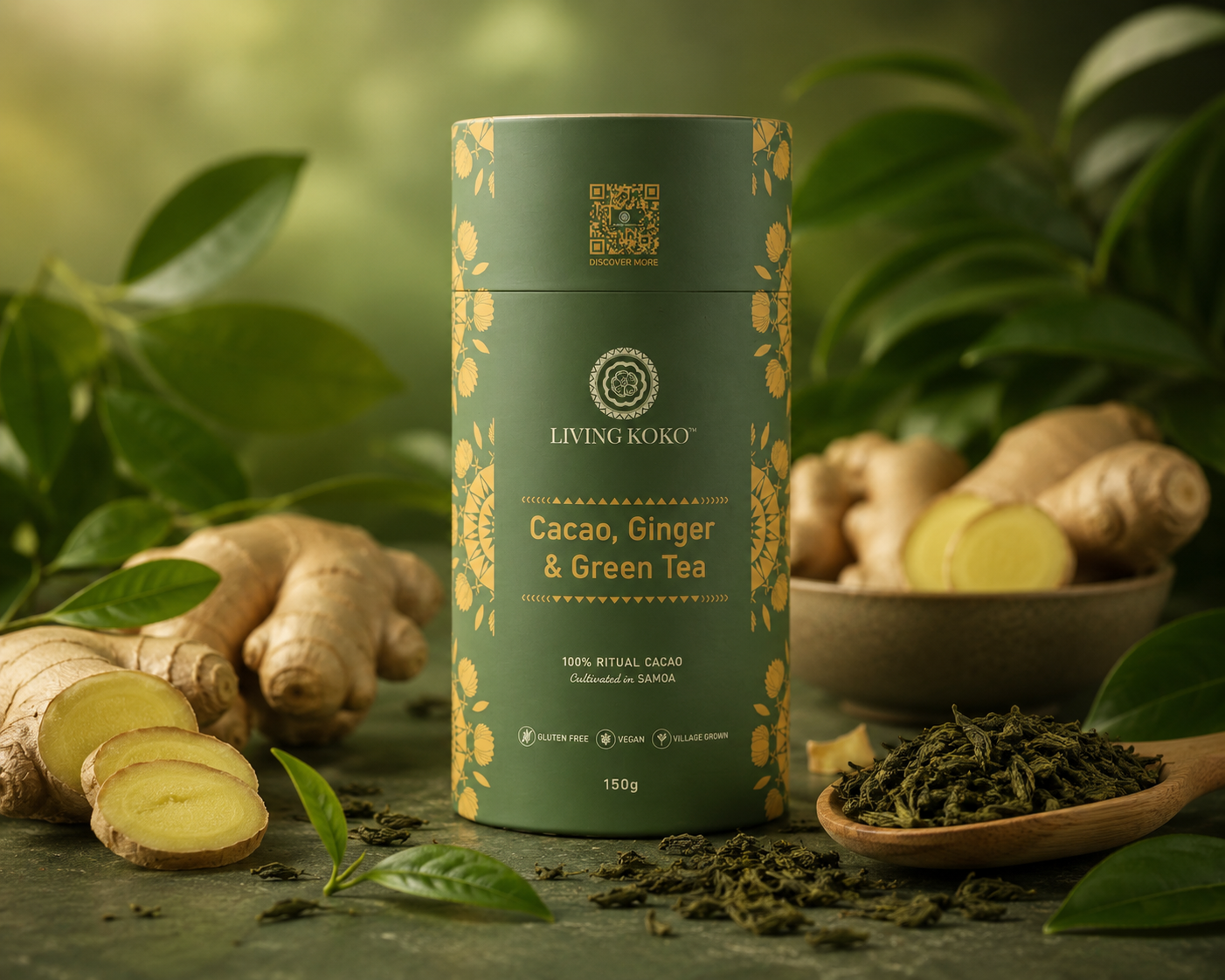 Cacao Husk, Green Tea & Ginger