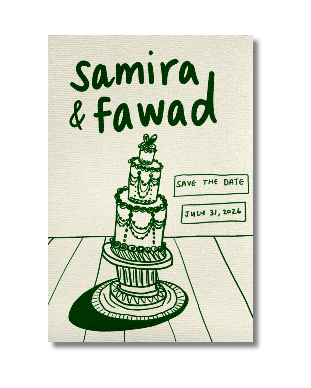 custom hand-drawn muslim wedding save the date invites