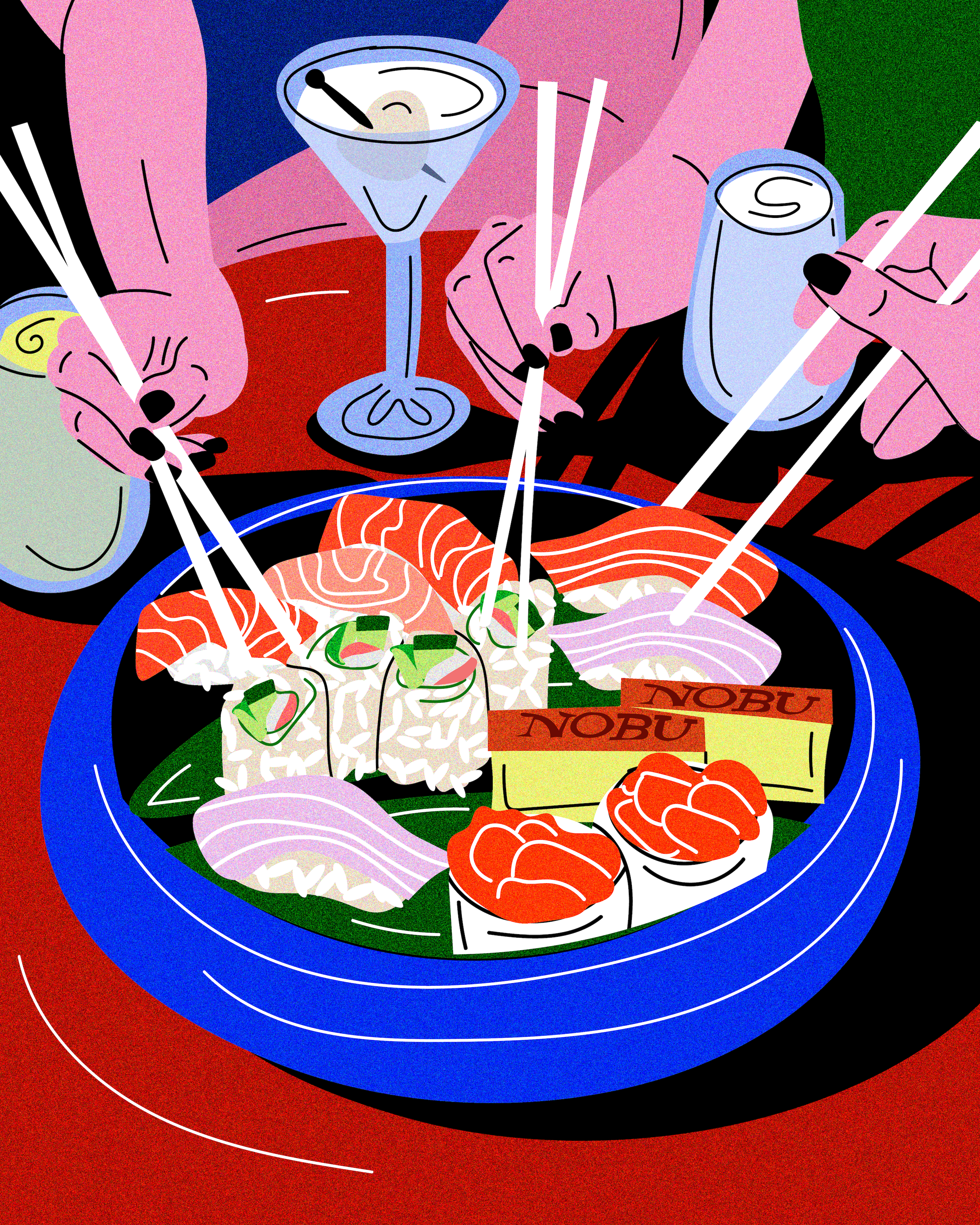 editorial illustration nobu toronto by azra hirji