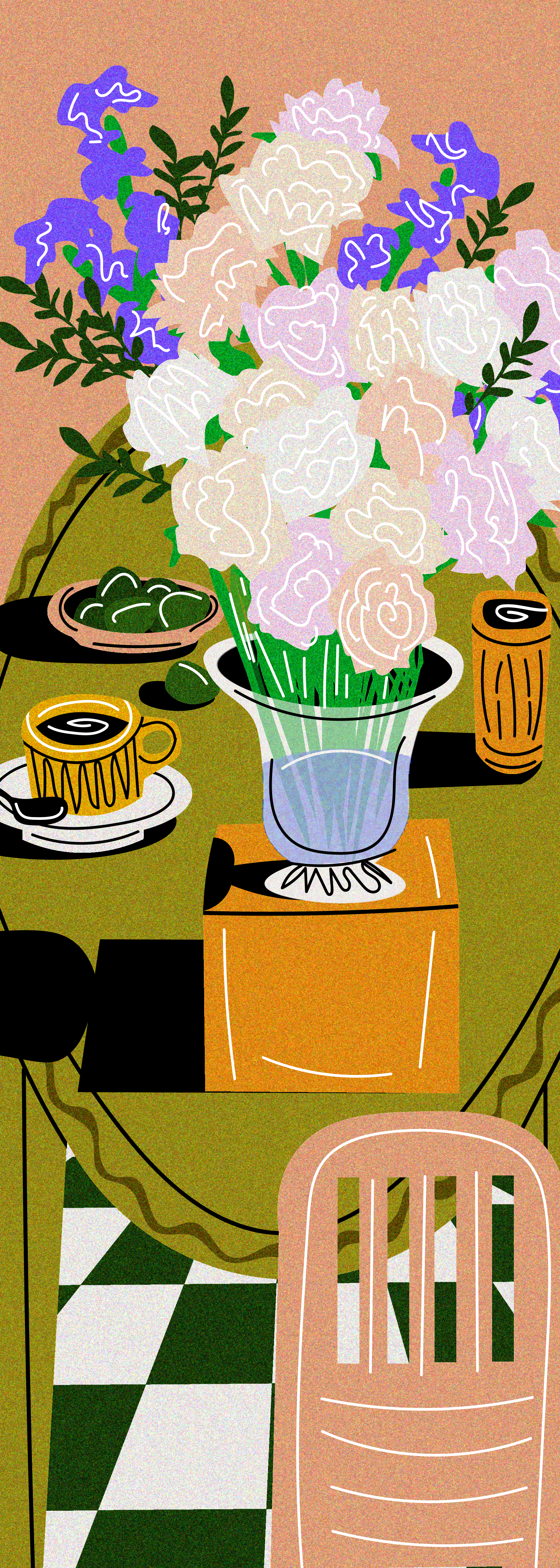Peony illustration for Freddie's Flowers by Azra Hirji