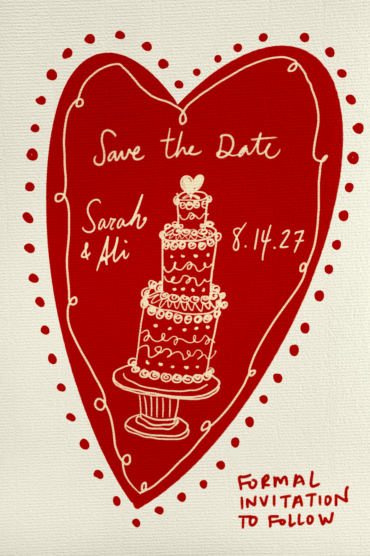Custom Hand drawn Save the Date Wedding Invite illustration by Azra Hirji