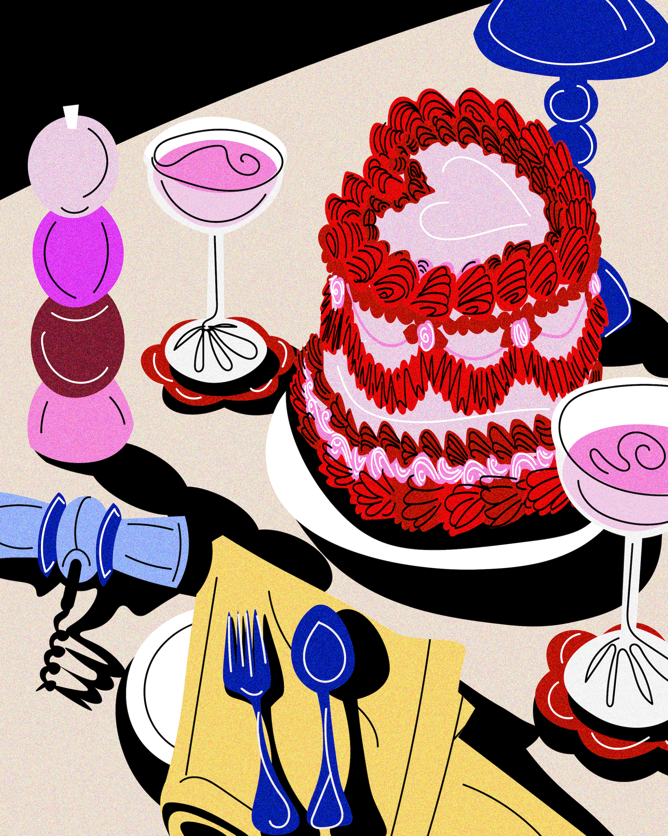 valentine's day tablescape illustration by azra hirji