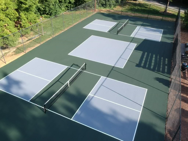 Carrboro, North Carolina pickleball court repair and resurface at Trinity at the Hill after