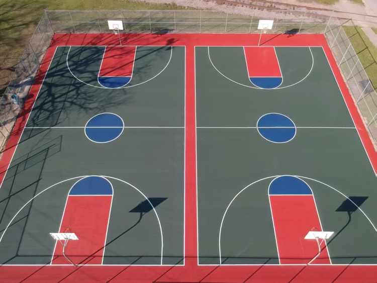 Fayetteville, North Carolina basketball court repair and resurface at JS Spivey Park after