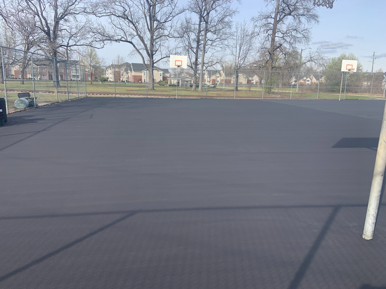 Fayetteville, North Carolina basketball court repair and resurface at JS Spivey Park before