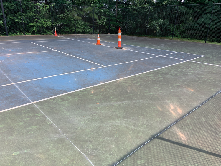 Raleigh, North Carolina pickleball court repair and resurface at Summit at Avent Ferry before