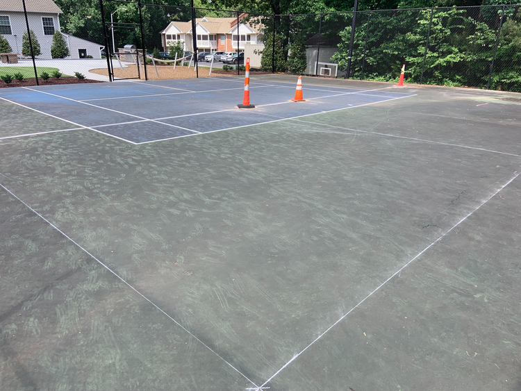 Raleigh, North Carolina pickleball court repair and resurface at Summit at Avent Ferry before