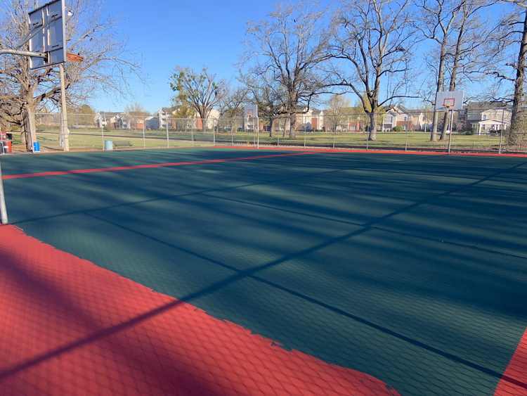 Fayetteville, North Carolina basketball court repair and resurface at JS Spivey Park before