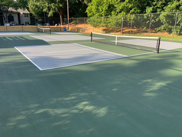 Carrboro, North Carolina pickleball court repair and resurface at Trinity at the Hill after