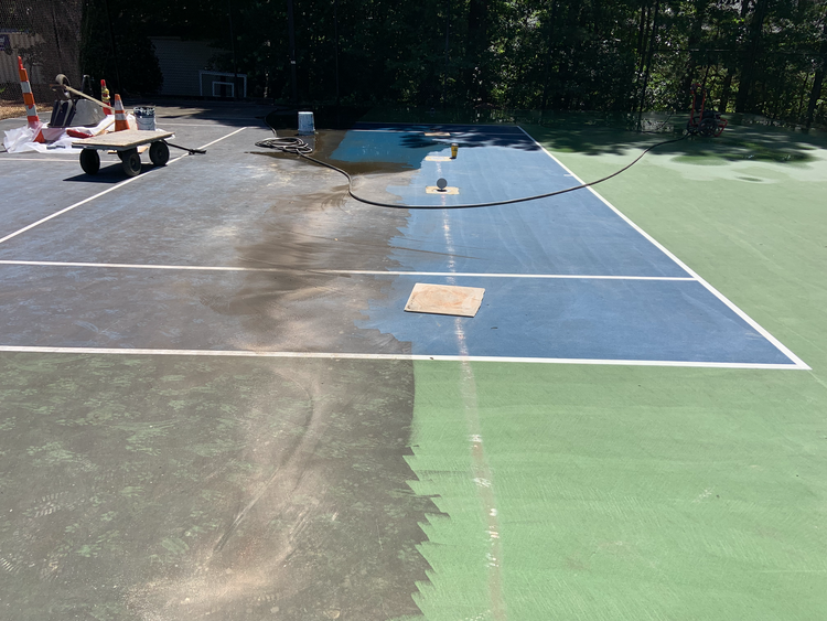 Raleigh, North Carolina pickleball court repair and resurface at Summit at Avent Ferry before