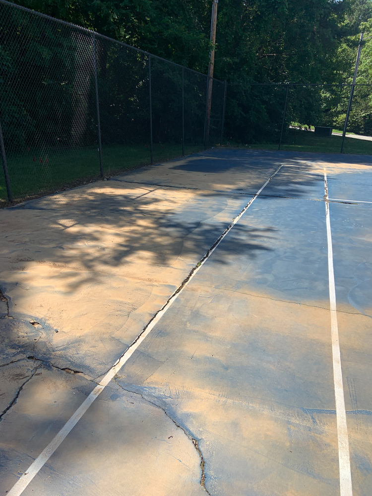 Carrboro, North Carolina pickleball court repair and resurface at Trinity at the Hill before