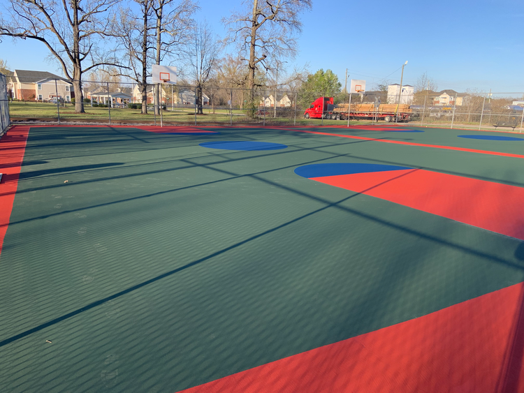 Fayetteville, North Carolina basketball court repair and resurface at JS Spivey Park before