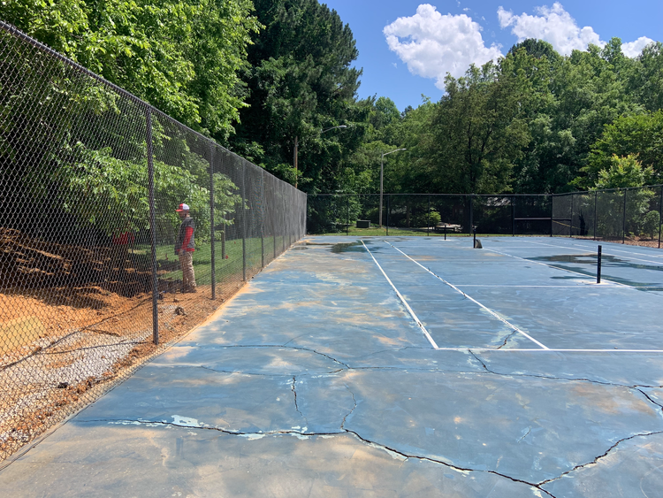 Carrboro, North Carolina pickleball court repair and resurface at Trinity at the Hill before